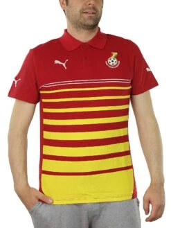 Puma Ghana Hoped Polo Herren Rot Gelb Fußball 744667 05