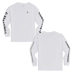 Converse Star Chevron T-Shirt Wordmark LS Long Sleeve Herren Weiss