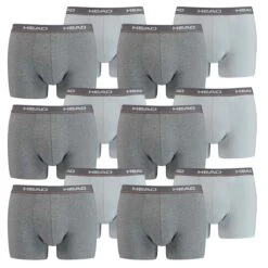 12 Er Pack Head Herren Boxer Boxershorts Basic Pant Unterwäsche GRAU
