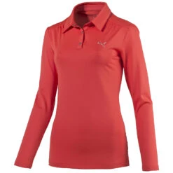 Puma W Sport LS PoloShirt Longsleeve Damen Golf Dry Cell Rot