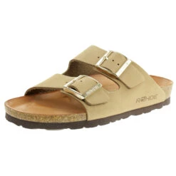 Rohde Alba Pantolette Damen Hausschuhe Sandale Leder 565014 Natur