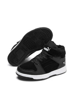 Puma Rebound Layup Fur SD V PS Unisex Kinder Sneaker Gefüttert 370498 Schwarz