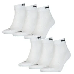 6 Paar Puma Quarter Socken Mit Frottee-Sohle Gr. 35 - 46 Unisex Cushioned Kurzsocken