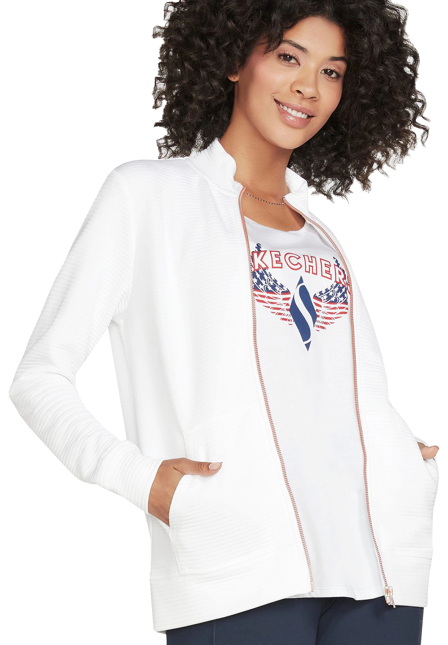 Skechers Hoodless Hoodie GOWALK Everywhere Jacke Damen W3JA261 Weiß 4 Skechers Hoodless Hoodie GOWALK Everywhere Jacke Damen W3JA261 Weiß – Bild 2