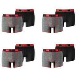 8 Er Pack Puma Herren Active Grizzly Melange Boxer Shorts Unterwäsche Sport